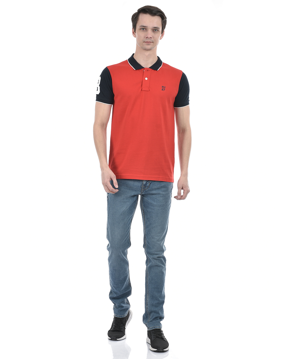Numero Uno Men Color Block Red T-Shirt